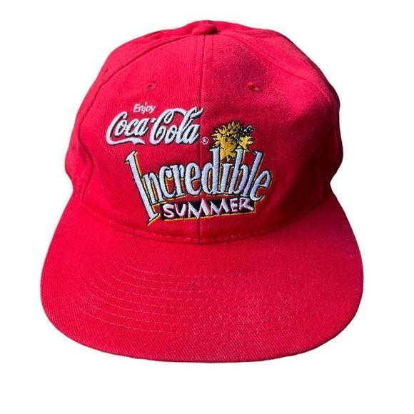 VTG ROMMY REVSON COCA-COLA INCREDIBLE SUMMER RED HAT/CAP W/ZIPPER ON BACK USED - Picture 1 of 4
